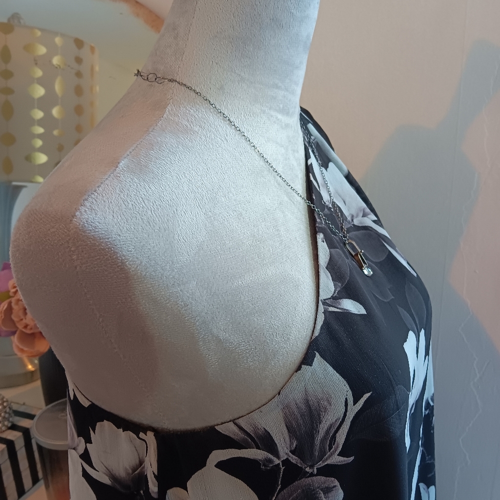 EXPRESS One Shoulder Sleeveless Lined Bow Floral Dress Holiday - Picture 8 of 9